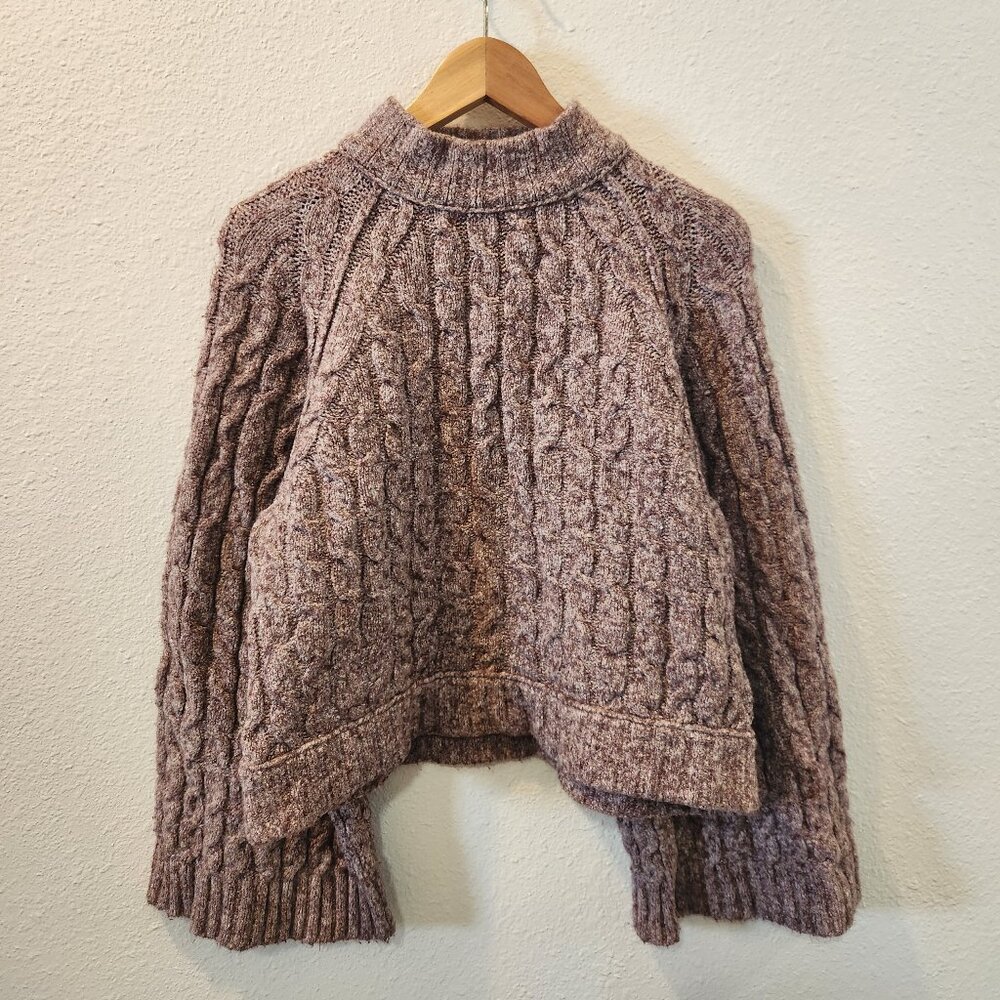 Free People Mock Neck Bell Sleeve Cropped Sweater